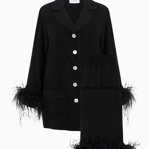 Party Pajamas Set with Feathers in Black Sleeper Size L